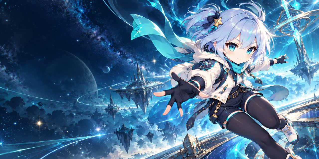极性引力原创角色星璃，在蓝色星空与悬浮城市间穿行